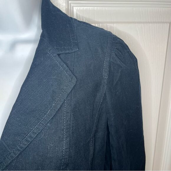 Ann Taylor Corton Corduroy Blazer Jacket Notched Lapel Button Dark Navy Blue 6 - Picture 3 of 9